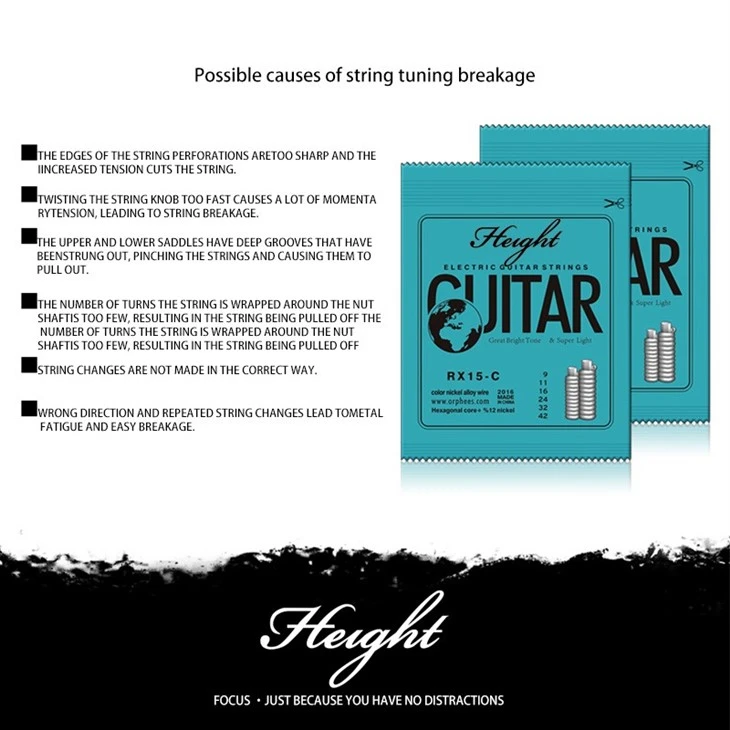 RX15-C Colorful Electric Guitar Strings - Silver-Plated Winding, Multifil Nylon Core, Anti-Rust Coating
